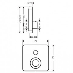 Axor ShowerSelect Смеситель для душа встраиваемый, термостатический, с запорным вентелм, внешняя часть, цвет: шлифованное красное золото