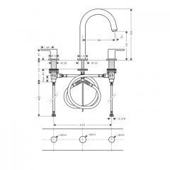 Hansgrohe Vernis Shap Смеситель для раковины, на 3 отв, с донным клапаном, цвет: матовый черный