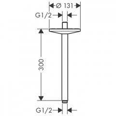 Axor One Потолочное подсоединение 300 мм для верх.душа 1j, цвет: хром