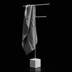 ANTONIO LUPI BIVIO Полотенцедержатель напольный, база из мрамора Carrara satinato, структура из латуни в отделке Satin steel finish