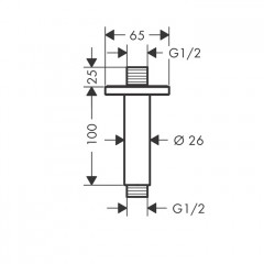 Hansgrohe Vernis Shap Потолочный держатель 100 мм, цвет: матовый черный