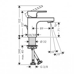 Hansgrohe Vernis Shap Смеситель для раковины, излив 70 мм, с донным клапаном, цвет: хром