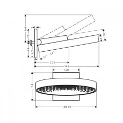 Hansgrohe Rainfinity Верхний душ 360 1jet с настенным креплением, цвет: полированное золото