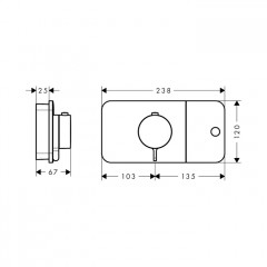 Axor One Смеситель для душа встраиваемый, термостатический, на 1 потребитель, внешняя часть, цвет: шлифованное золото