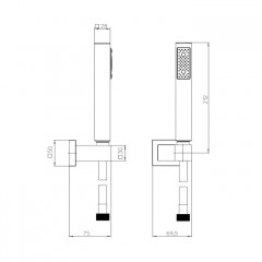 BOSSINI CUBE Душевой комплект с ручным душем, держателем и шлангом 1500 мм., цвет черный матовый