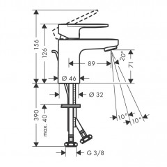 Hansgrohe Vernis Blend Смеситель для раковины, излив 70 мм, с донным клапаном, цвет: хром