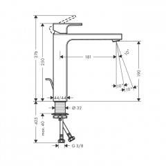 Hansgrohe Vernis Shap Смеситель для раковины, излив 190 мм, с донным клапаном, цвет: хром