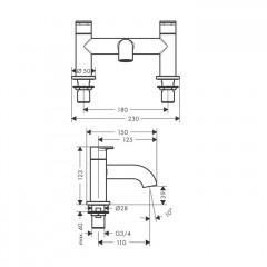 Hansgrohe Vernis Blend Смеситель для ванны, на 2 отв., цвет: хром