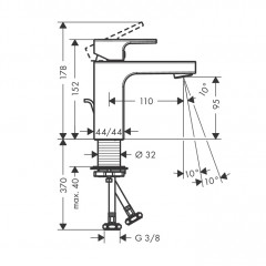 Hansgrohe Vernis Shap Смеситель для раковины, излив 100 мм, с донным клапаном, цвет: хром