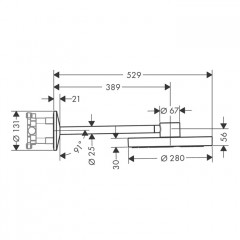 Axor One Верхний душ 280 мм., с настенным держателем 389 мм., 2 режима, цвет: шлифованное золото