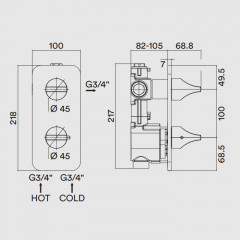 BOSSINI APICE Смеситель для душа встраиваемый, термостатический, 1 выход, внешняя часть, цвет белый матовый