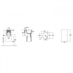 AZZURRA NATIVO Раковина 350х370х620 мм., подвесная, с 1 отверстием для смесителя, в комплекте с креплением, цвет Carbone