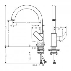 Hansgrohe Vernis Shape M35 Смеситель для раковины, однорычажный, излив 260 мм, цвет: матовый черный