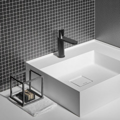 ANTONIO LUPI INDIGO Смеситель для раковины на 1 отверстие, излив 165 мм., ручка хром блестящий, цвет черный матовый