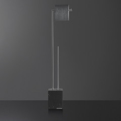 ANTONIO LUPI BIVIOCOMBI Стойка напольная с держателем туалетной бумаги и ершиком, база из мрамора Nero Marquinia satinato, структур Satin steel finish