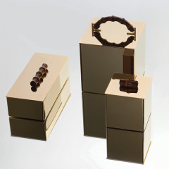 Bertocci Guccio Лоток настольный 26х11см., стеклянный, цвет: серый/золото