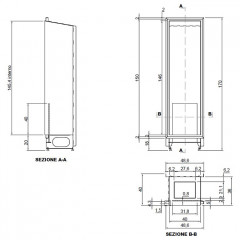 ANTONIO LUPI TEKA Камин 486х400х1700мм, встраиваемый в стену, на биоэт, корп из стали, с противопожарн стеклом и горелкой LAFLACA, покрыт черн краской