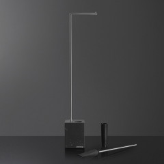 ANTONIO LUPI BIVIOCOMBI Стойка напольная с держателем туалетной бумаги и ершиком, база из мрамора Nero Marquinia satinato, структур Satin steel finish