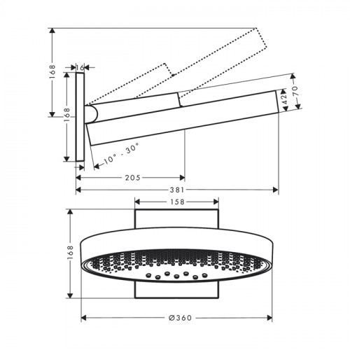 Hansgrohe Rainfinity Верхний душ 360 3jet, цвет: шлифованный черный хром