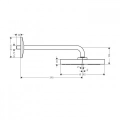 Axor One Верхний душ 280 мм., с настенным держателем 389 мм., цвет: шлифованное золото