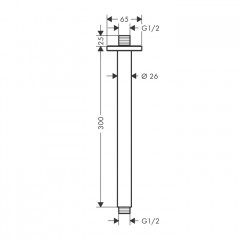 Hansgrohe Vernis Shap Потолочный держатель 300 мм, цвет: матовый черный