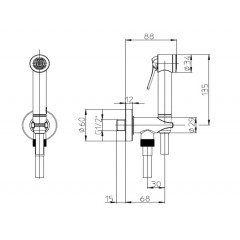 BOSSINI APICE Гигиенический душ в комплекте с держателем с подводом воды и шлангом 1250 мм., цвет хром