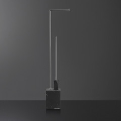 ANTONIO LUPI BIVIOCOMBI Стойка напольная с держателем туалетной бумаги и ершиком, база из мрамора Nero Marquinia satinato, структур Satin steel finish