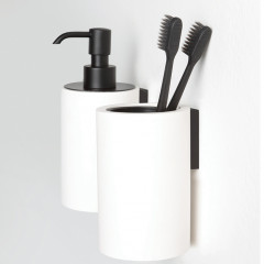 Bertocci Trecento Дозатор для жидкого мыла, подвесной композит, цвет: белый матовый/черный матовый