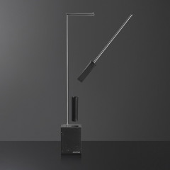 ANTONIO LUPI BIVIOCOMBI Стойка напольная с держателем туалетной бумаги и ершиком, база из мрамора Nero Marquinia satinato, структур Satin steel finish