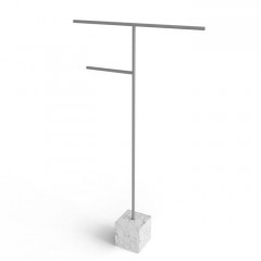 ANTONIO LUPI BIVIO Полотенцедержатель напольный, база из мрамора Carrara satinato, структура из латуни в отделке Bianco opaco