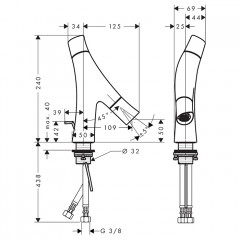 Axor Starck Organic Смеситель для раковины 50, на 1 отв., с донным клапаном, цвет: шлифованная медь