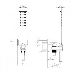BOSSINI Душеворй комплект с ручным душем, настенным держателем с подводом воды и шлангом 1500 мм., цвет черный матовый