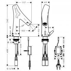 Axor Starck Organic Cмеситель для раковины, на 1 отв., электронный, с регулировкой температуры, питание от сети 230V, цвет: шлифованная медь