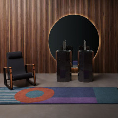 ANTONIO LUPI VITREO Раковина напольная Ø500х850 мм, с подсв, слив в пол, с самотеч дон клап, сифон и трубой для слива, Cristalmood, осн мат, цвет Fume