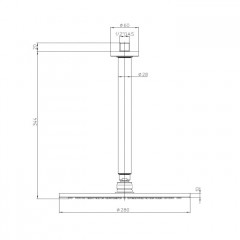 BOSSINI COSMO Верхний душ280 мм., с потолочным держателем 300 мм, цвет черный матовый