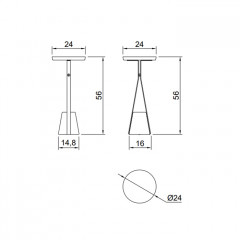 ANTONIO LUPI HALO Столик напольный Ø240х560 мм., база из мрамора Carrara satinato, столешница белая из Flumood, структура Bianco opaco