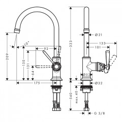 Axor Montreux Смеситель для раковины 210, на 1 отв., цвет: шлифованная медь