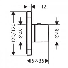 Axor Citterio E Смеситель для душа, термостатический, встраиваемый, на 1 выход, (внешняя часть), цвет: шлифованная бронза