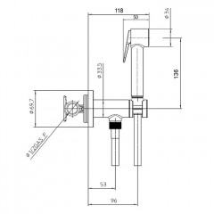 BOSSINI PALOMA Гигиенический душ с прогрессивным смесителем, лейка, шланг Cromolux из армированного нейлона 1250 мм., цвет хром