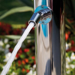 BOSSINI AQUABAMBU Душевая колонна для установки вне помещения, напольная, 2 прогрессивных смесителя, каскад, излив, с встроенной частью, цвет хром