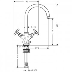 Axor Montreux Смеситель для раковины 210, на 1 отв., цвет: шлифованное золото