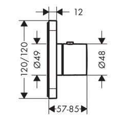 Axor Citterio E Смеситель для душа, термостатический, встраиваемый, на 1 выход, (внешняя часть), цвет: шлифованный черный хром