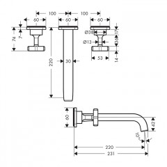 Axor Citterio E Смеситель для раковины, встраиваемый, цвет: полированный черный хром
