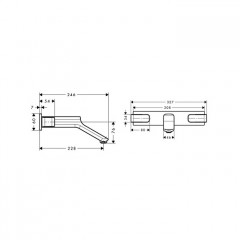 Axor Urquiola Смеситель для раковины, настенный, один источник, без донного клапана, цвет: сталь