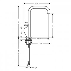 Axor Citterio Смеситель для раковины 190, на 1 отв., с высоким изливом, с донным клапаном, цвет: шлифованное золото