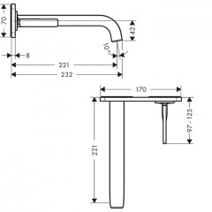 Axor Citterio E Смеситель для раковины, встраиваемый, излив: 22.1см., с панелью, цвет: шлифованное золото