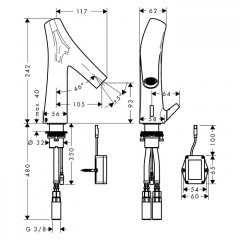 Axor Starck Organic Cмеситель для раковины, на 1 отв., электронный, с регулировкой температуры, питание от батареек, цвет: полированное золото