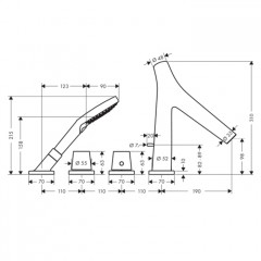 Axor Starck Organic Смеситель для ванны, термостатический, цвет: полированный черный хром