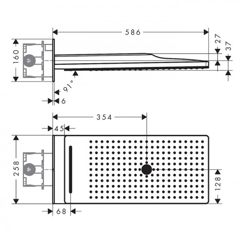 Axor ShowerSolutions Верхний душ 25x58см, 3jet, настенный, цвет: шлифованная бронза