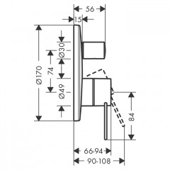 Axor Uno Смеситель для ванны, встраиваемый, с переключателем на 2 потока, со встроенной защитной комбинацией, цвет: полированная медь